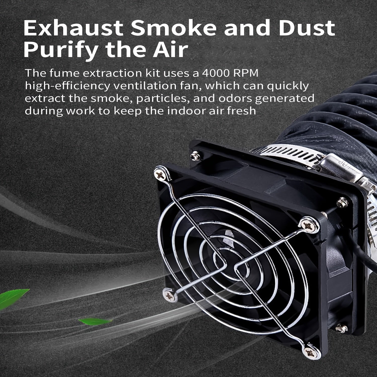 Kit de extracción de humos con ventilador para carcasa de impresora 3D, USB, bajo nivel de ruido, tubo de plástico duradero