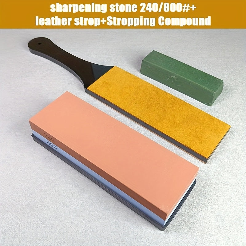 Professional Sharpening Stone Set with Dual Grit, Bamboo Base and Non-Slip Rubber