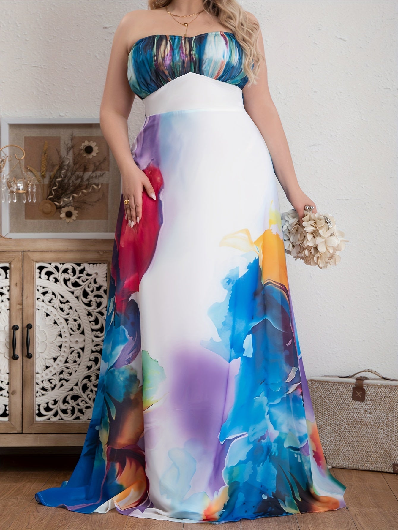 Women's Plus Size Sleeveless Tube Dress for Party and Banquet