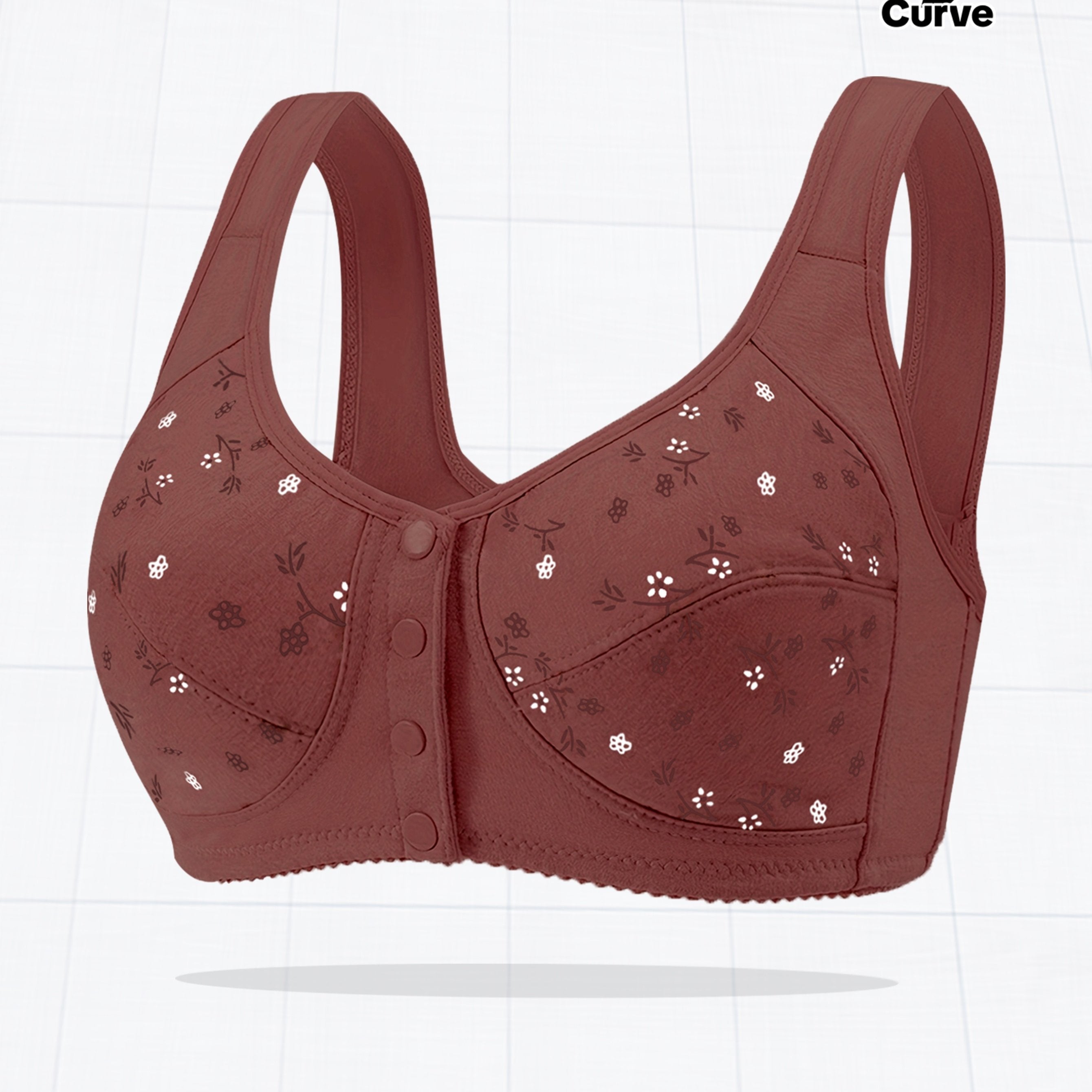 Plus Size Printed Front Button Sports Bra for Women Yoga Exercise Wear