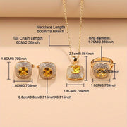 Women’s 4-Piece Jewelry Set Gold Plated Copper with Zirconia Synthetic Stones for Special Occasions