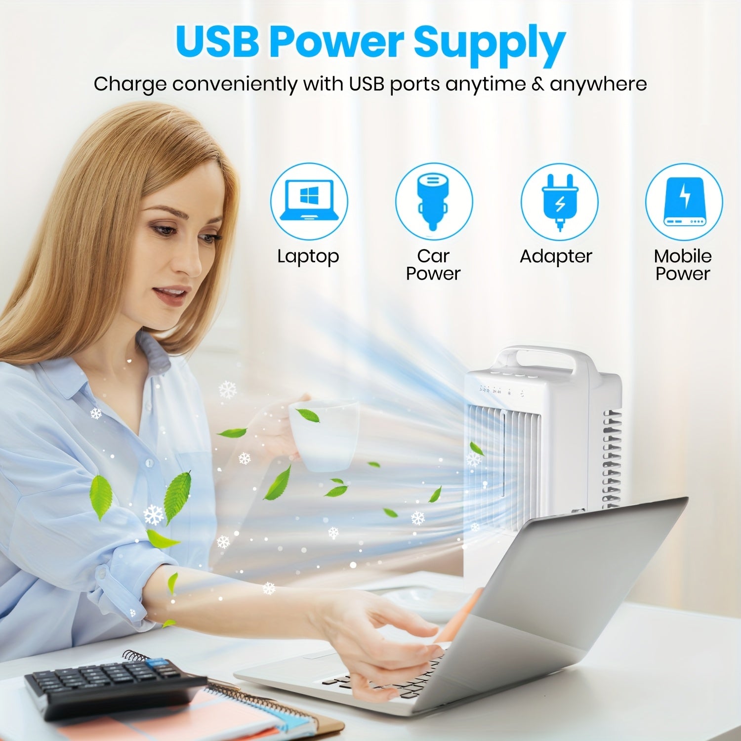 Mini Fan Portable USB Rotating Cooling Mist for Bedroom Summer