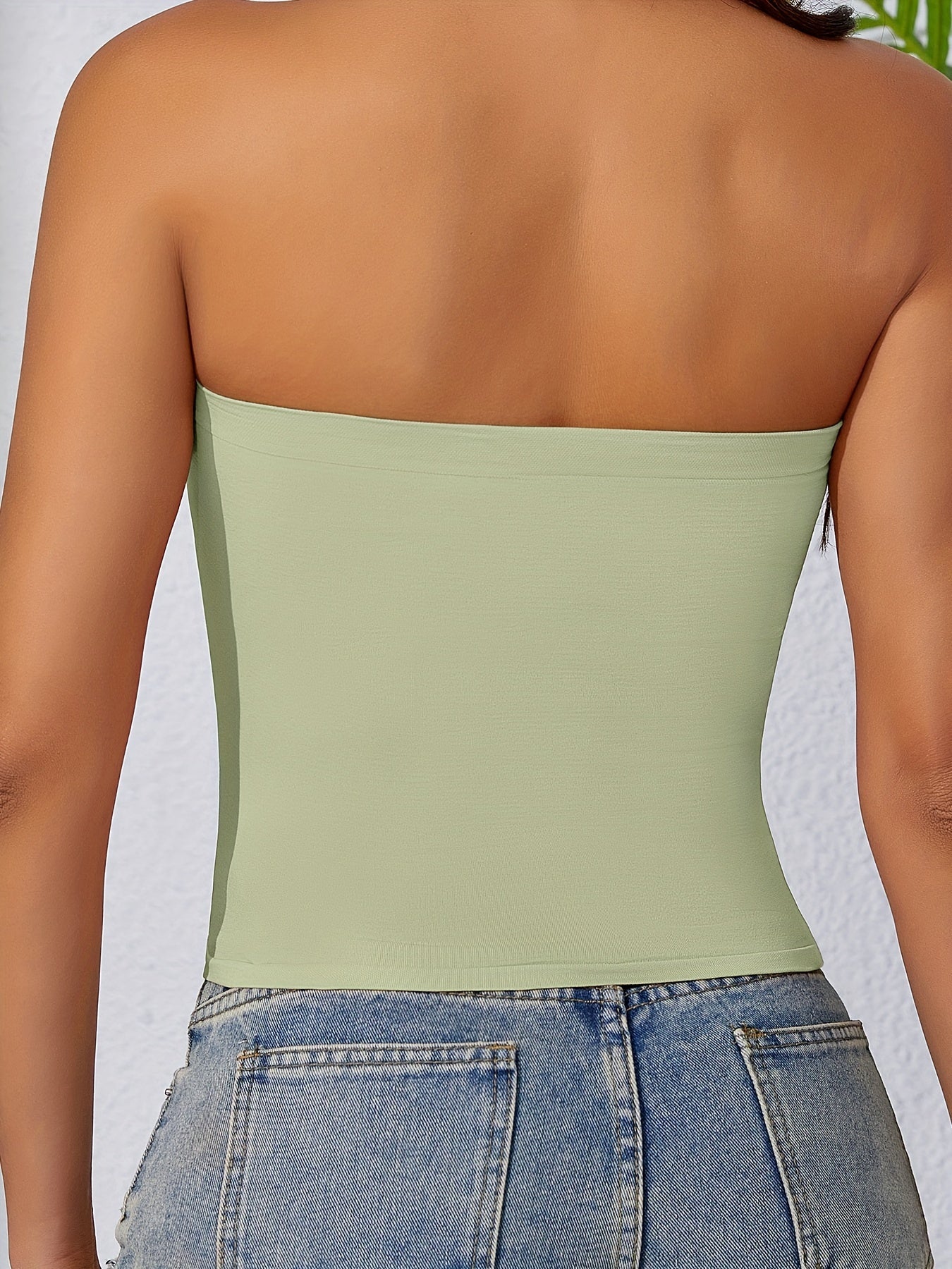 Women's Non-Slip Supportive Strapless Bandeau Bra for Layering or Wear Alone