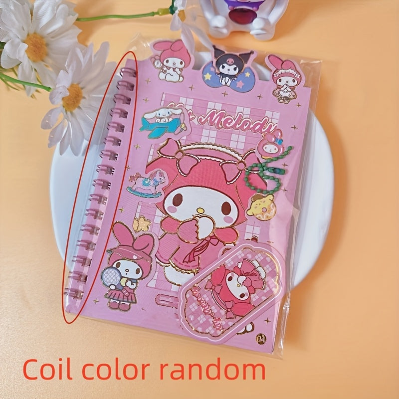 DIY Journal Kit with Coil Notebook Stickers and Charms for Teens and Adults in Blue Purple Pink