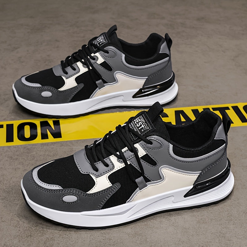 Men's Casual Running Sneakers Low Top Lace-Up PU Fabric Soft Sole All-Season