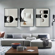 Set of 3 Black and White Geometric Canvas Wall Art Modern Nordic Style for Living Room