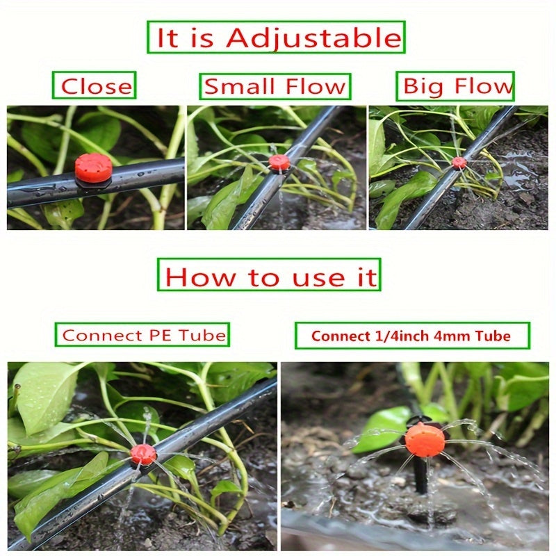 250 регулируемых красных капельных оросителей с 8 отверстиями и контролем потока
