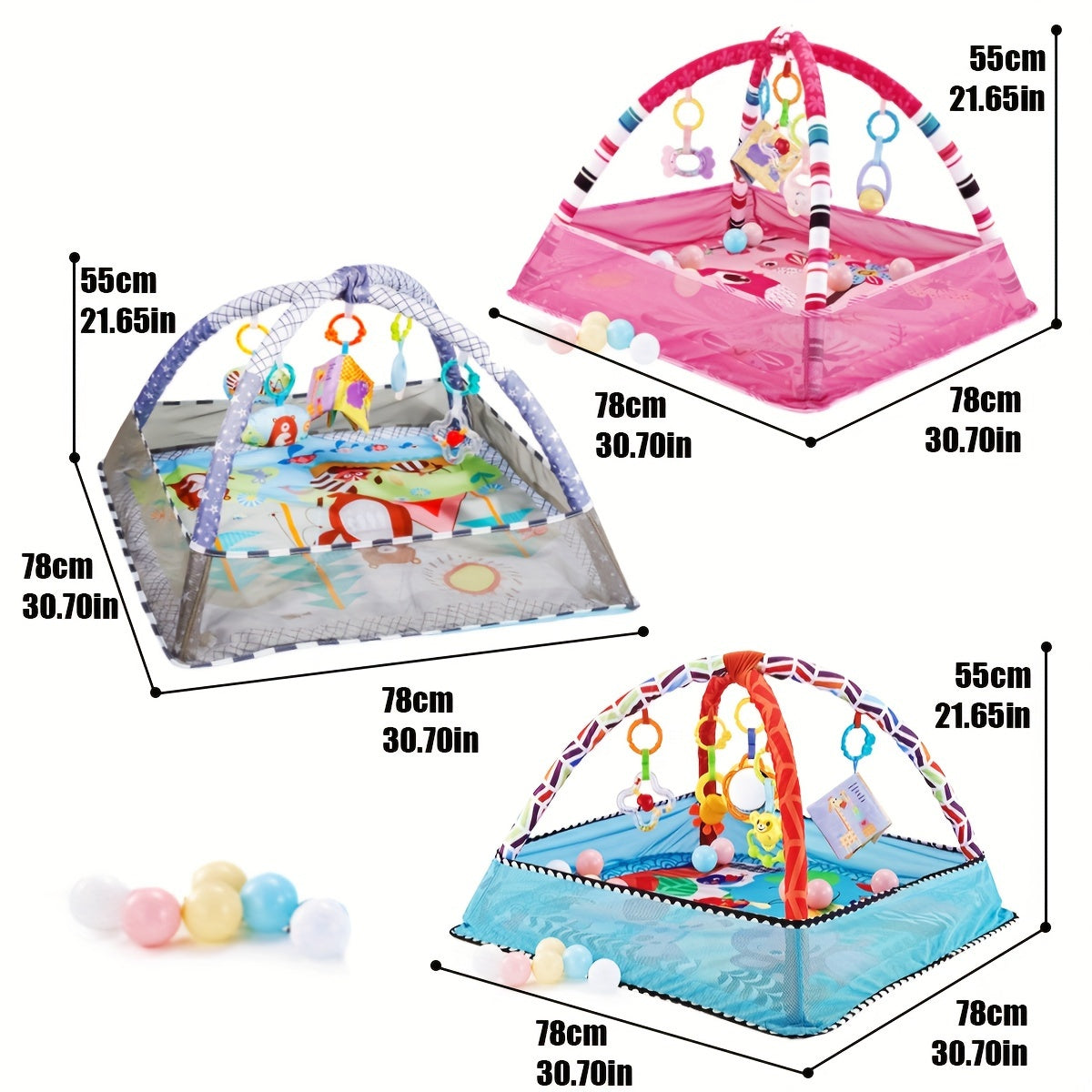 Baby Playpen Gym for Infants with Hanging Toys and Activity Mat, Tummy Time Crawling Exercise