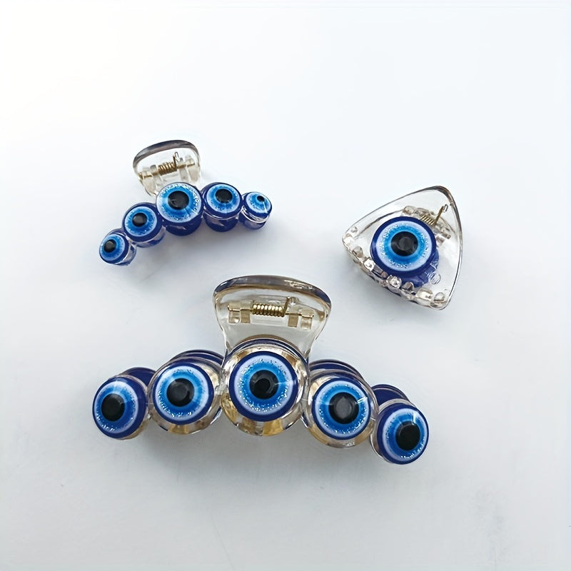 Set of 3 Non-Slip Evil Eye Hair Claws for Ponytails Hair Accessories