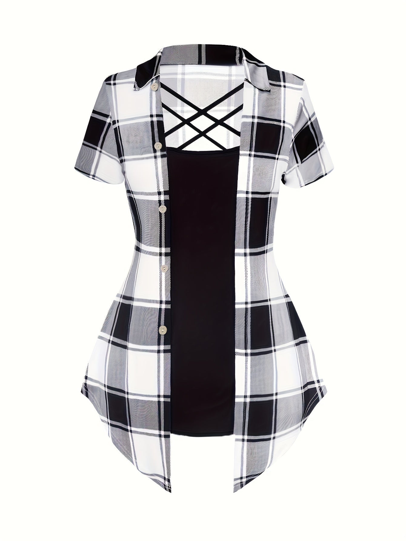 Plus Size Women's Casual 3-Piece Plaid Knit Set Polyester Elastane Large