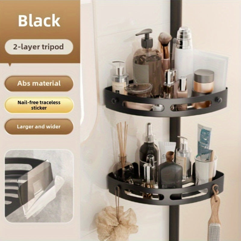 Two-Piece Corner Shower Caddy Wall Mount Rust-Proof Plastic Organizer with Hooks
