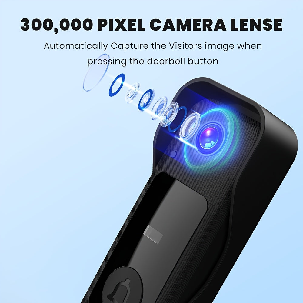 Sleek qora dizayni, HD tungi ko'rinish, ikki tomonlama audio, foto va video yozib olish, sensorli ekran va ilova orqali boshqarish, ovoz o'zgartirish funksiyasi va osonlik bilan ta'minlangan simsiz eshik qo'ng'irog'i kameras.