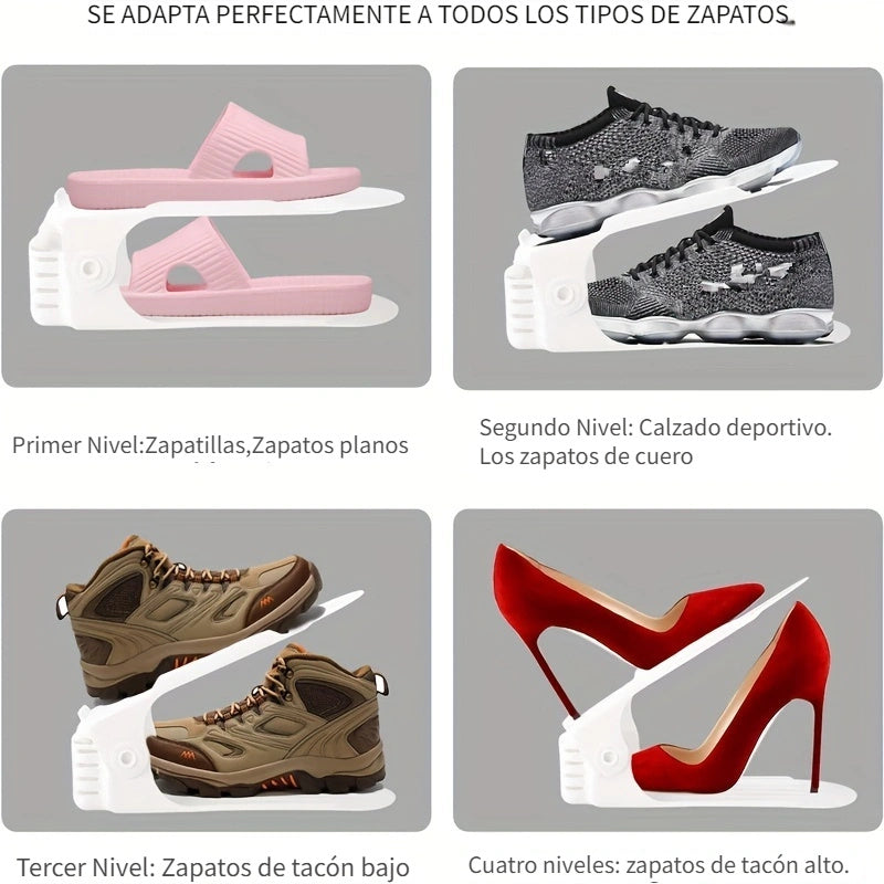 Organizador de zapatos de plástico con 12 compartimentos, almacenamiento apilable de doble capa para dormitorios, habitaciones y armarios