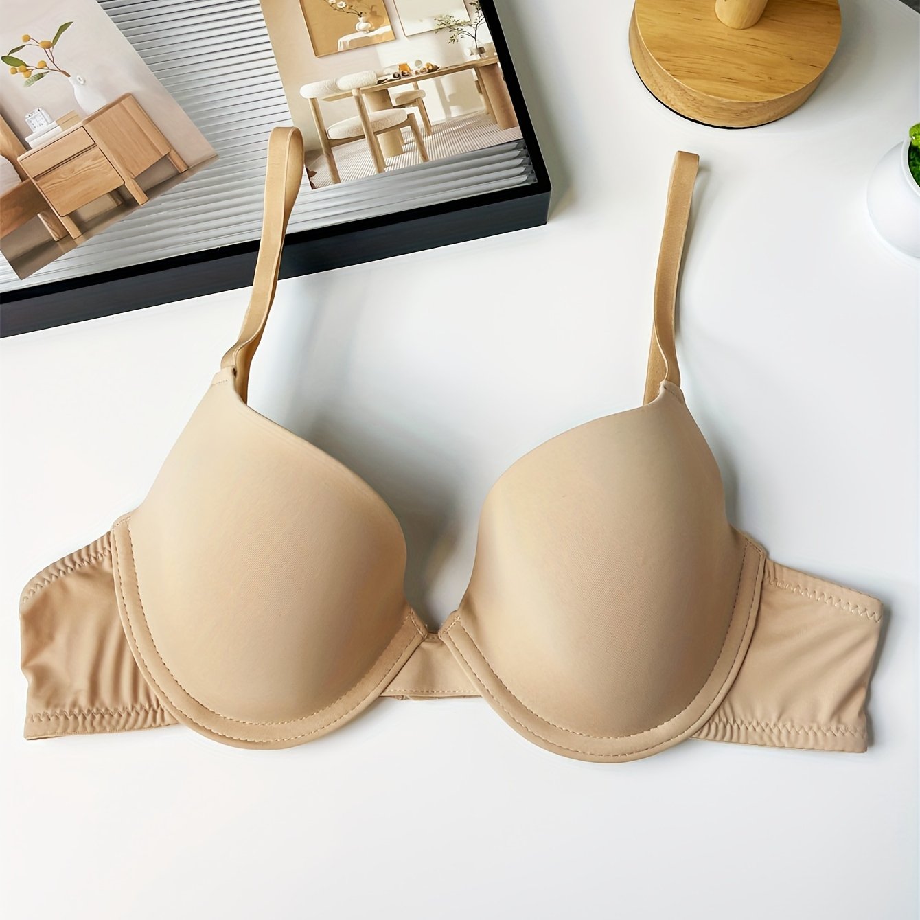 Women’s Seamless Underwire Push Up Bra with Cross Straps and Comfortable Fit