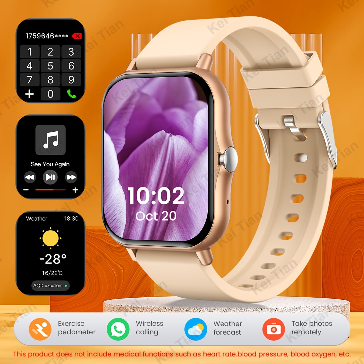 Smartwatch for iPhone and Android with Call Answering 4.65cm Touch Screen Fitness Tracker