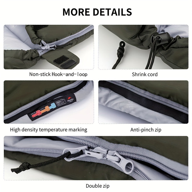 Thermal Envelope Sleeping Bag with Hood for 1 Person 20-39°F Polyester Synthetic