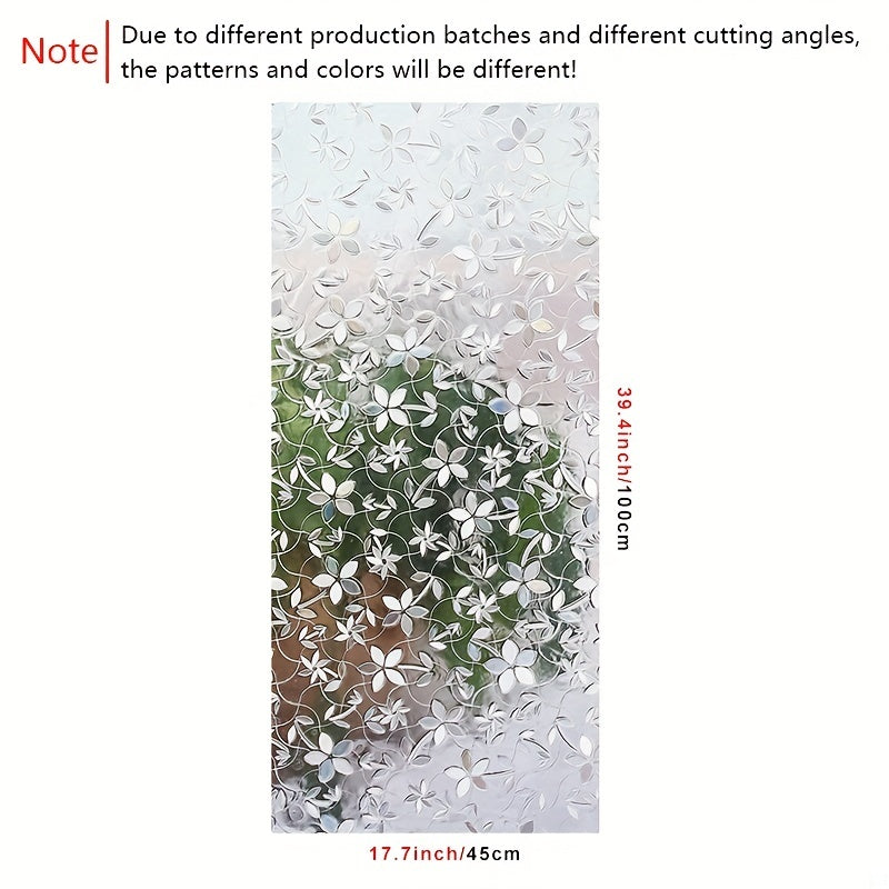 Floral Pattern Frosted PVC Window Film 9mil Static Cling Privacy Cover for Doors