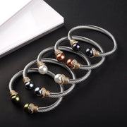 "O'ralgan Kabel Bangle Bilaguzuk, 12mm Oniks bilan Elegant Noxush Po'latda - Ona va Singil uchun Ideal Sovg'a, Kundalik Kiymak uchun Zo'r va 14-fevral, Yagona Parcha"