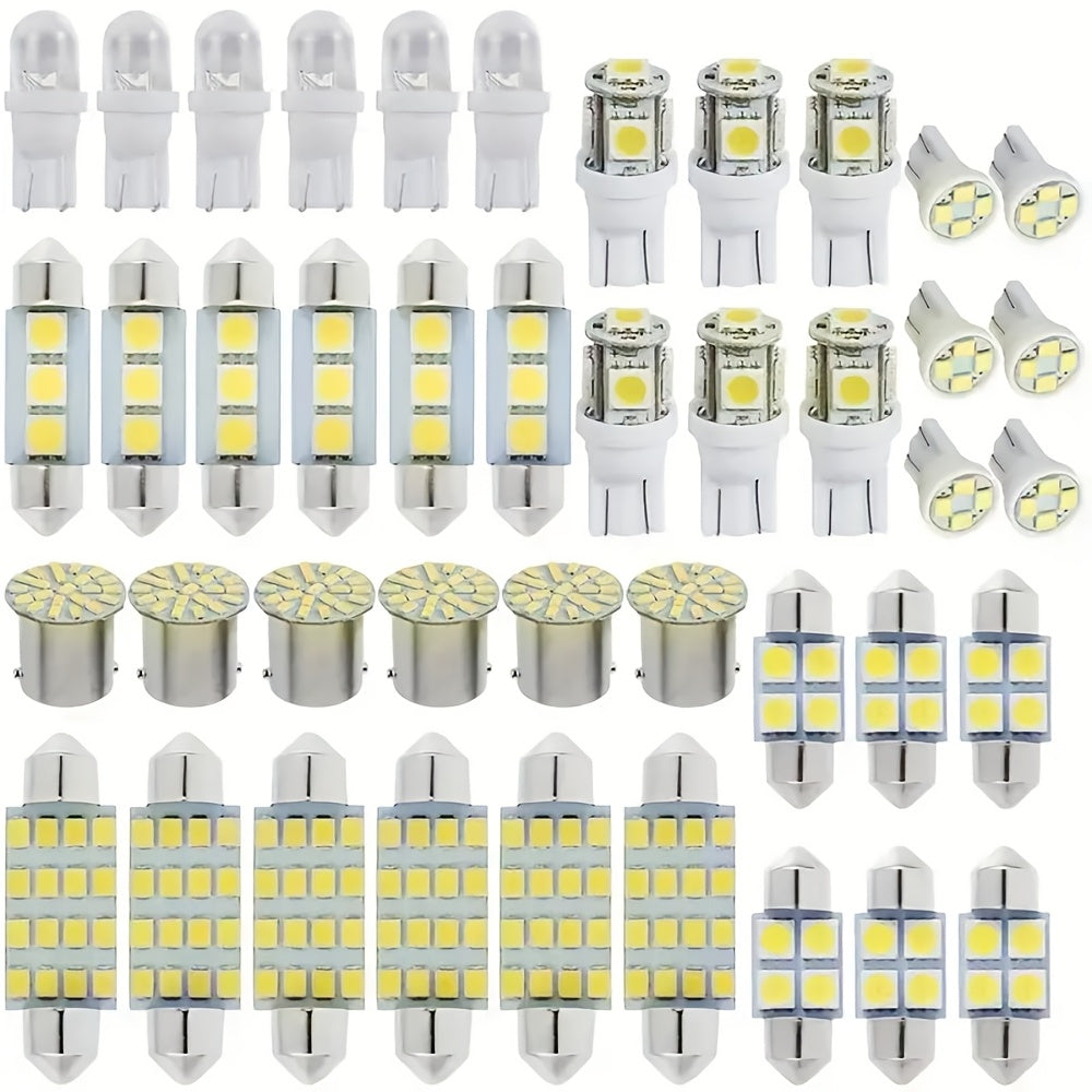 42pcs 6000K 12V White LED Car Light Bulbs Kit Interior Dome Map Lighting
