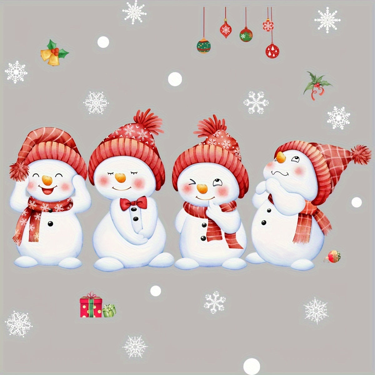 Snowman and Snowflake Window Clings Reusable Decor for Glass Surfaces
