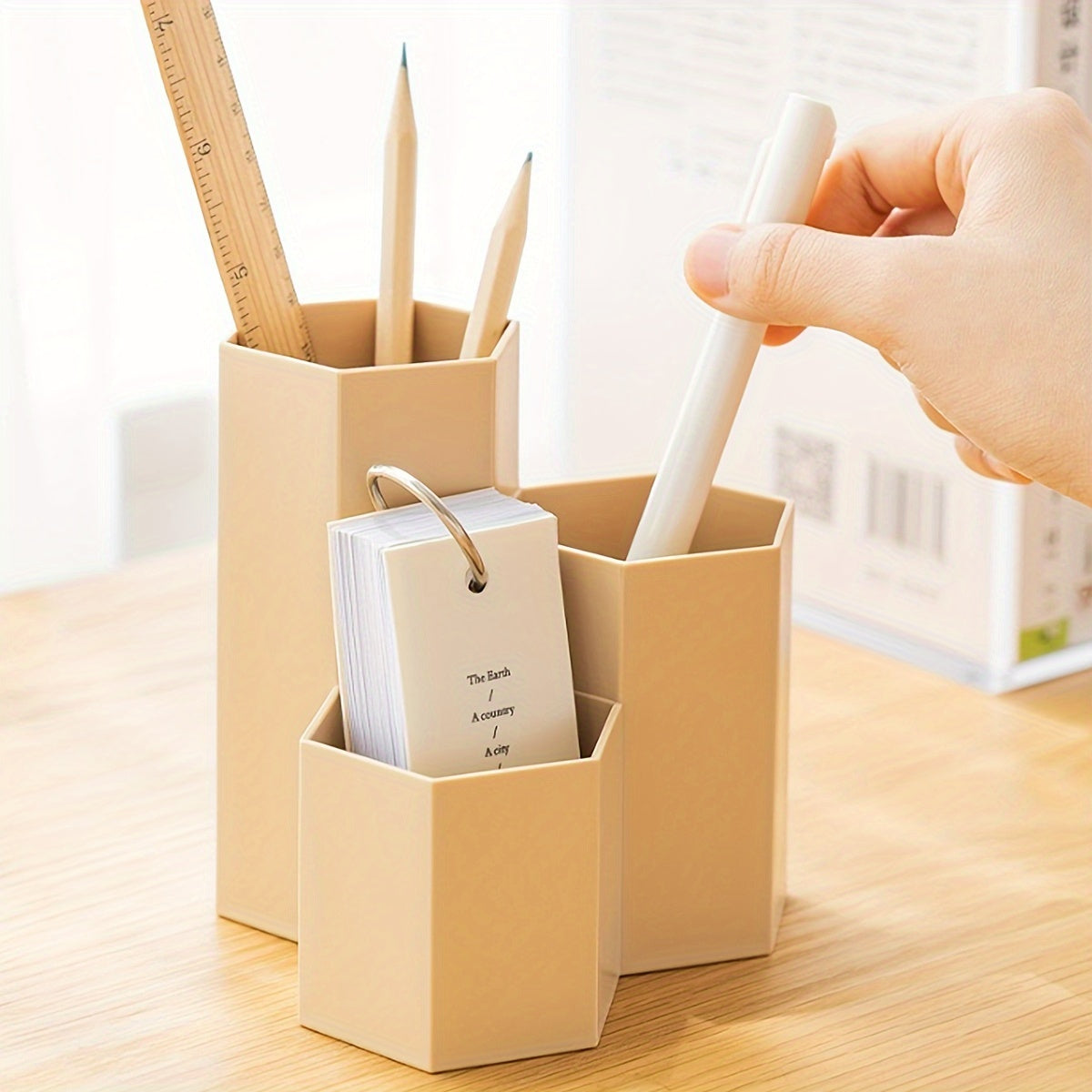 Desk Organizer for Pens and Stationery Items Black Plastic Office Desk Accessory