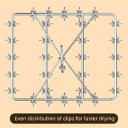 Estante para secar calcetines de acero inoxidable con clips y gancho giratorio para lavandería