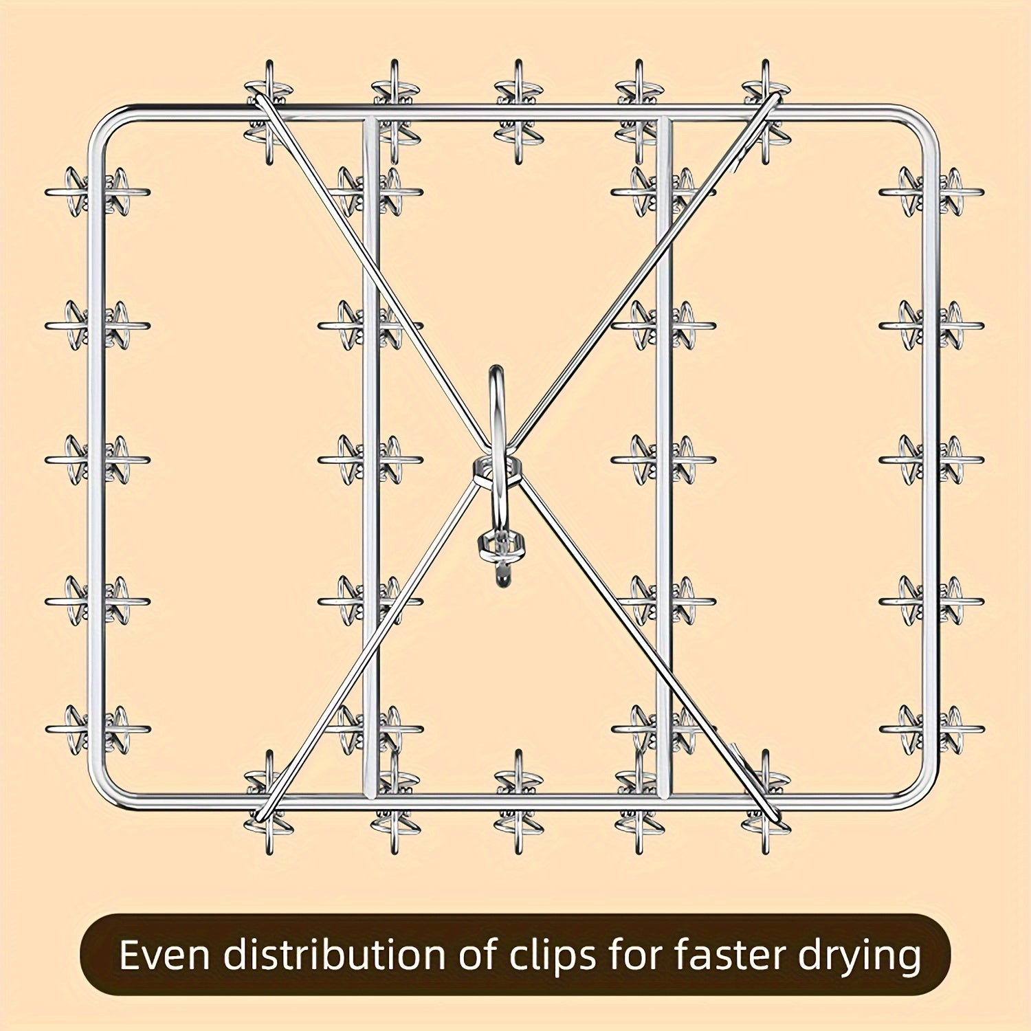 Estante para secar calcetines de acero inoxidable con clips y gancho giratorio para lavandería
