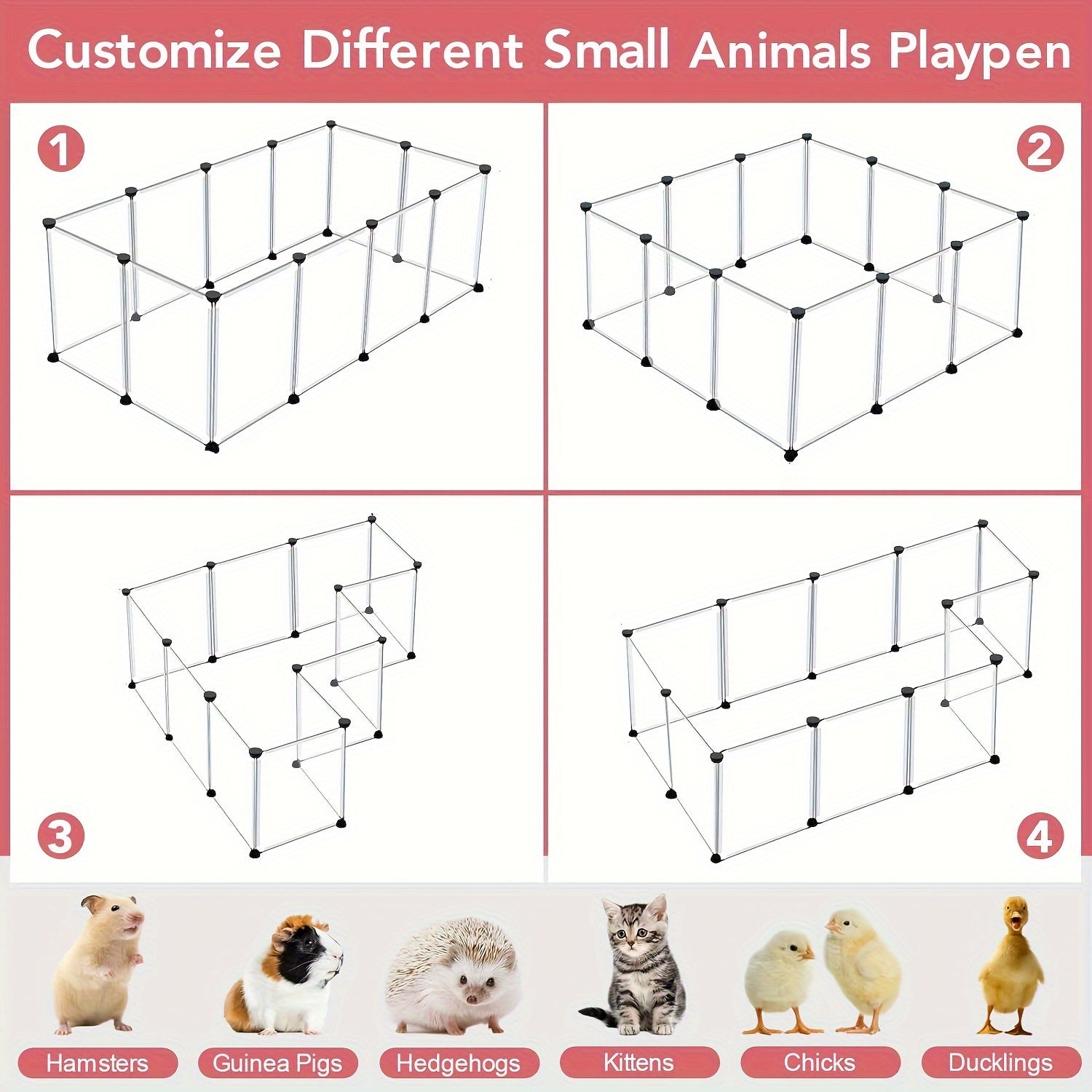 Small Pet Playpen for Rabbits and Guinea Pigs Indoor Outdoor Rust-Proof Metal Wire 35x35 cm