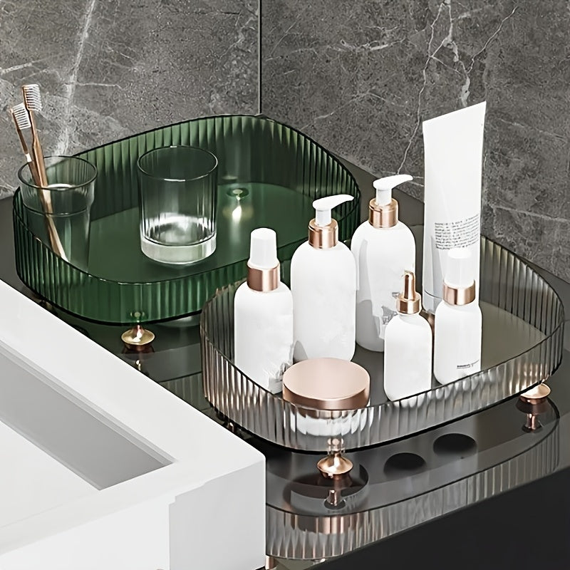 Uy uchun hashamatli PET saqlash plastinkasi, yashash xonasi kofe stoli, yuvinish joyi, hammom yoki kosmetika va parfyumeriya javoniga mos keladi.