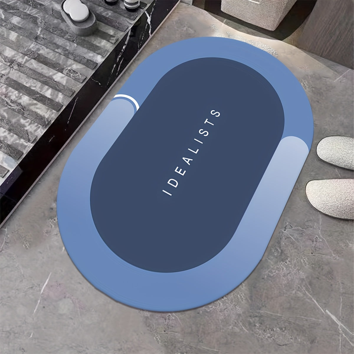 Absorbent Polyester Bath Mat Non-Slip Quick-Dry Odorless for Shower Bedroom Kitchen