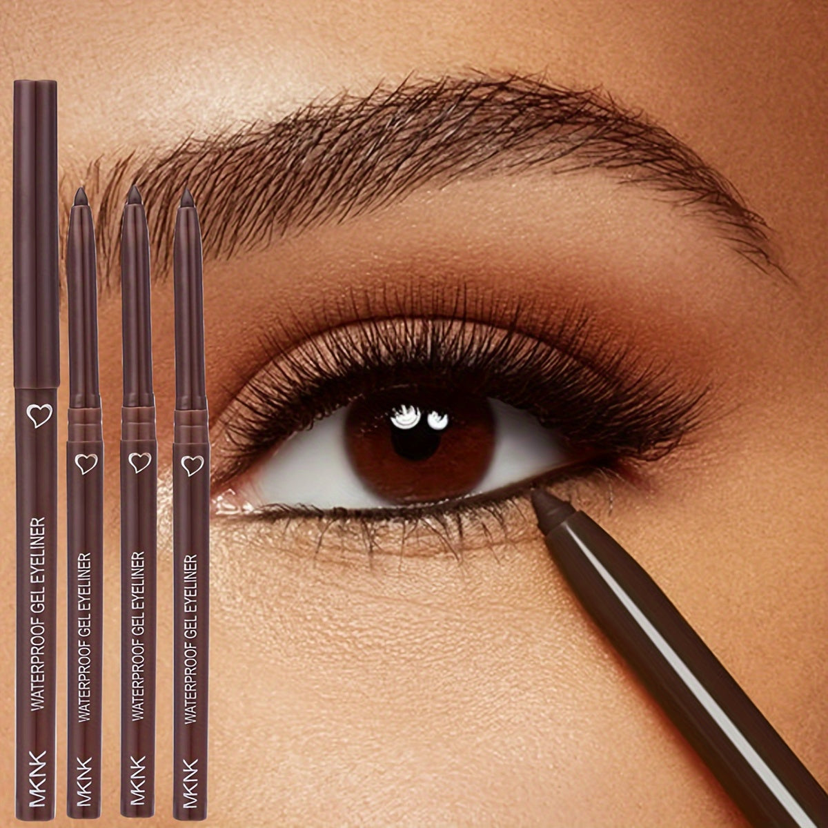 Pack de 3 bolígrafos de gel para ojos de mujer, a prueba de agua, de larga duración y resistente a las manchas