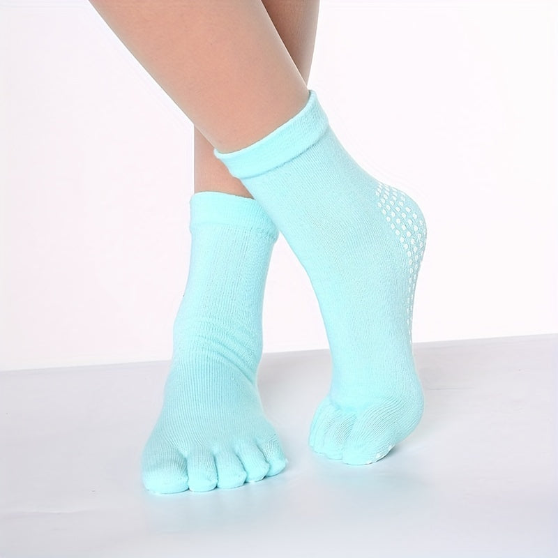 Women's Non-Slip Toe Socks for Yoga Running and Athletics Short Knit Cotton