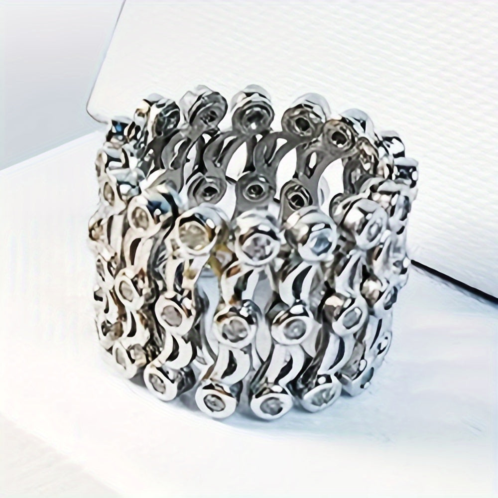 Sterling Silver Transformable Ring Bracelet Cubic Zirconia Jewelry Unisex