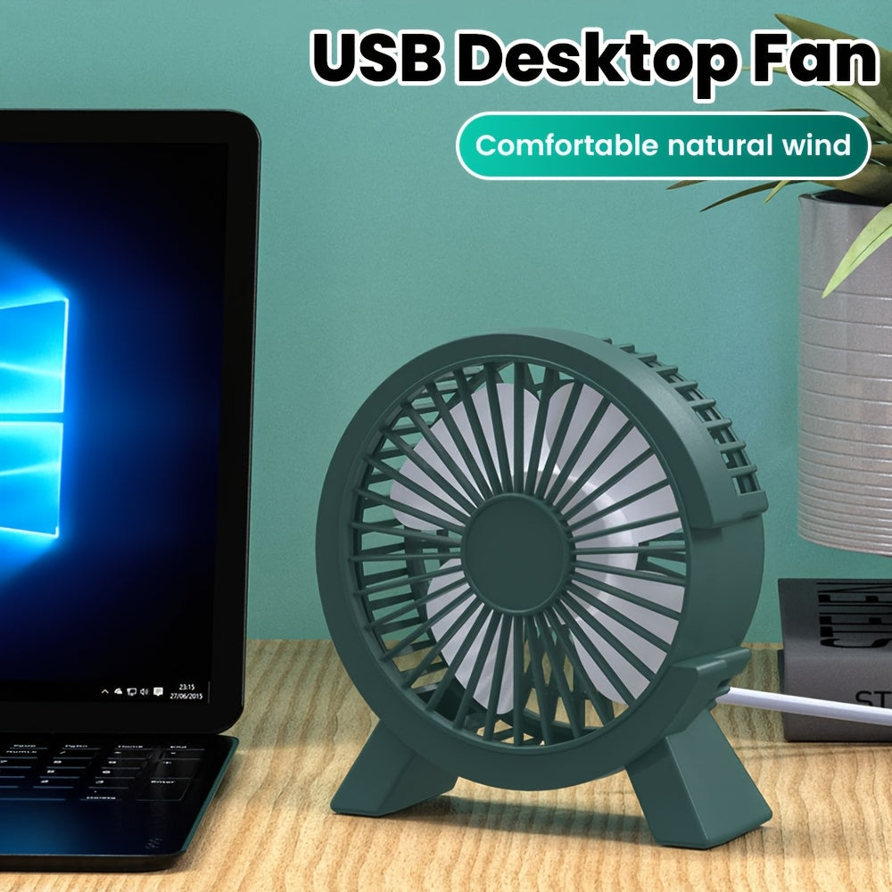 USB Desktop Fan with 3 Blades Portable Green Personal Cooling