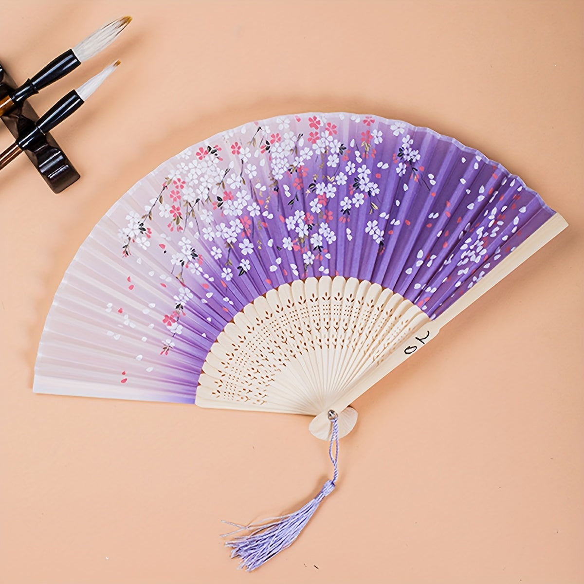 Set of 2 Traditional Chinese Hand Fans in Random Colors Vintage Foldable Fans for Summer Cooling