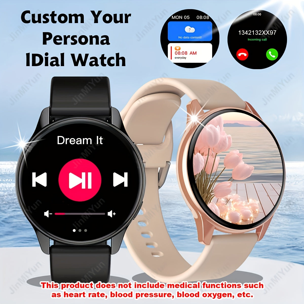 Full Touch Screen Smart Watch 1.5 Inch Fitness Tracker with Call Reminders and Sports Modes