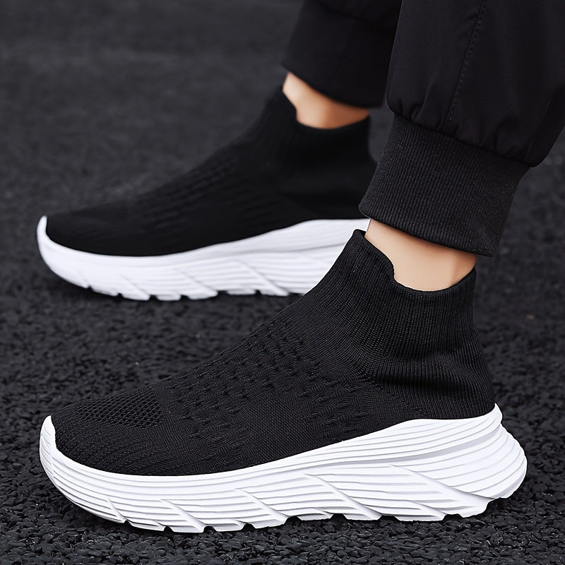 Men's Breathable Slip-On High Top Sneakers Lightweight Casual Shoes for Outdoor Jogging
