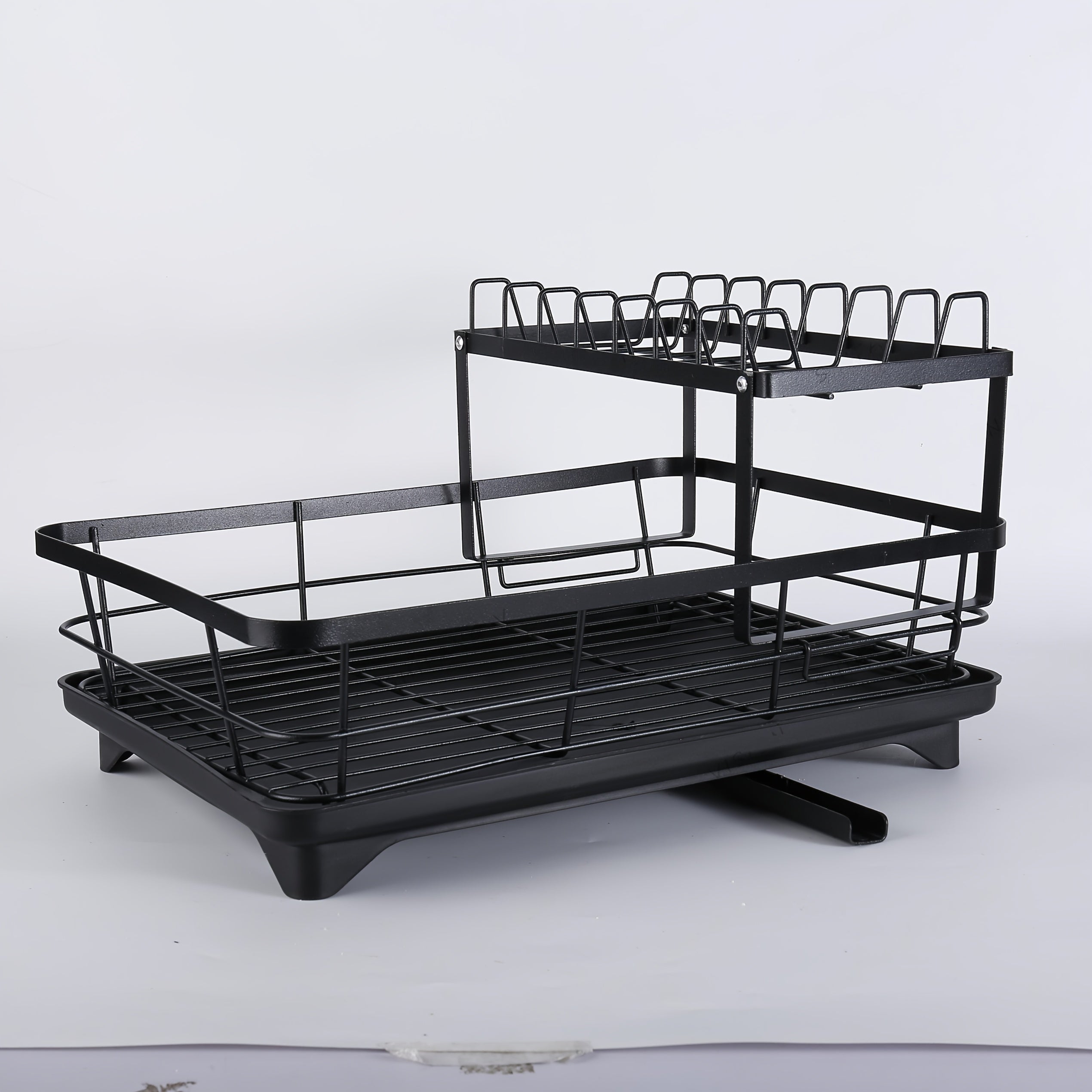 Двухслойная сушилка для посуды с поддоном для слива и держателем для чашек для организации кухни