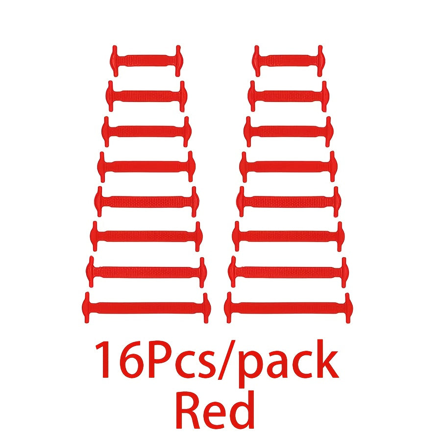 16-Pack Silicone No-Tie Shoelaces Waterproof Stain-Resistant Lightweight
