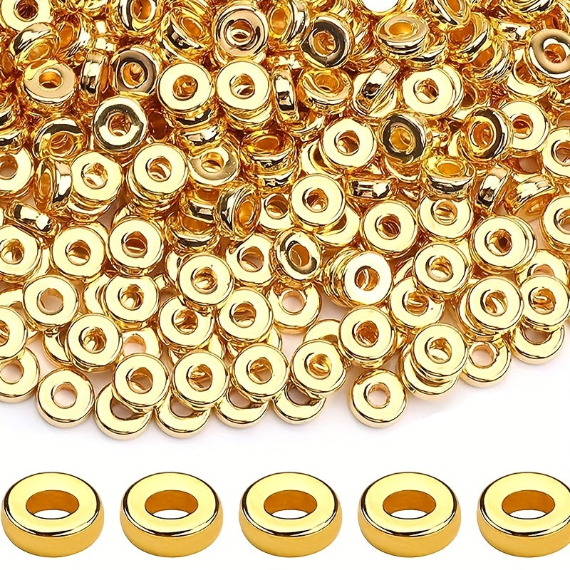 500 Pieces 6mm Gold Flat Round Spacer Beads for Jewelry Making Bracelets Necklaces Earrings