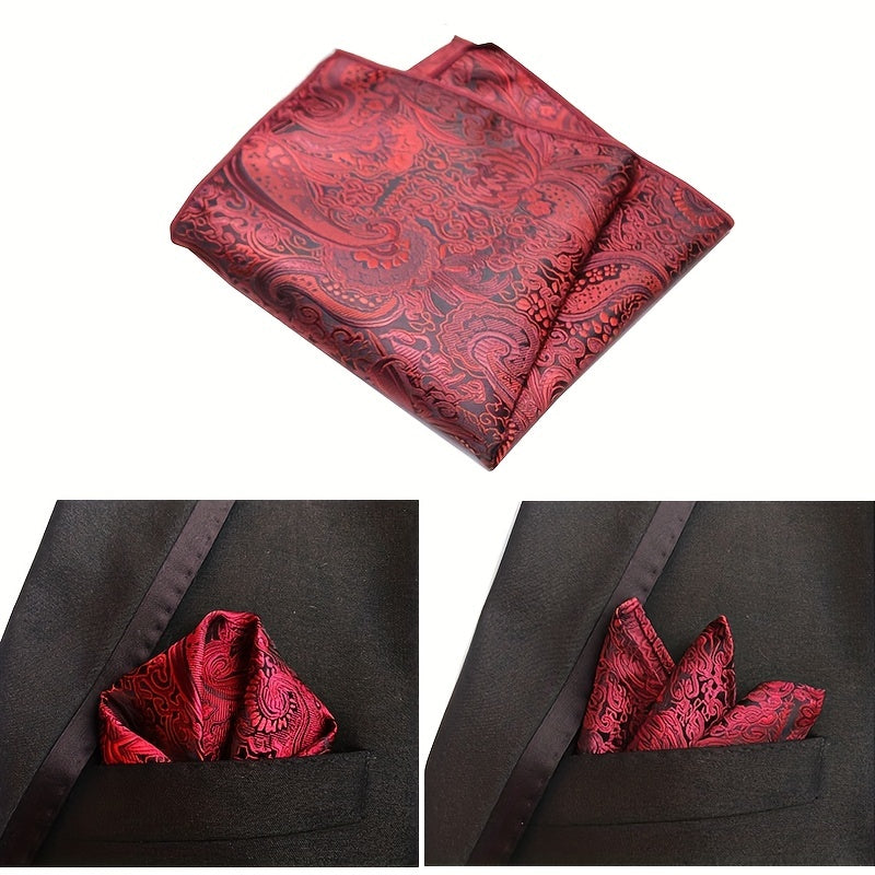 Pañuelo de bolsillo de jacquard paisley para hombre, patrón de anacardo, accesorio elegante