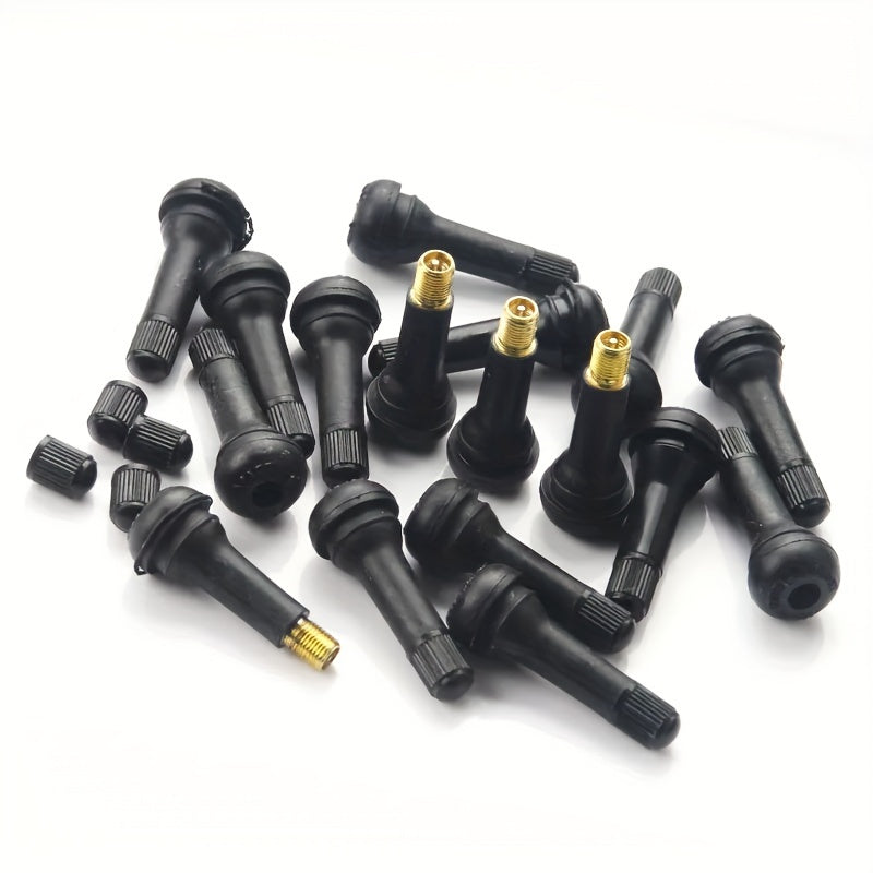 20pcs Black Rubber Tire Valve Stems for 1.15cm Rims Durable Aluminum