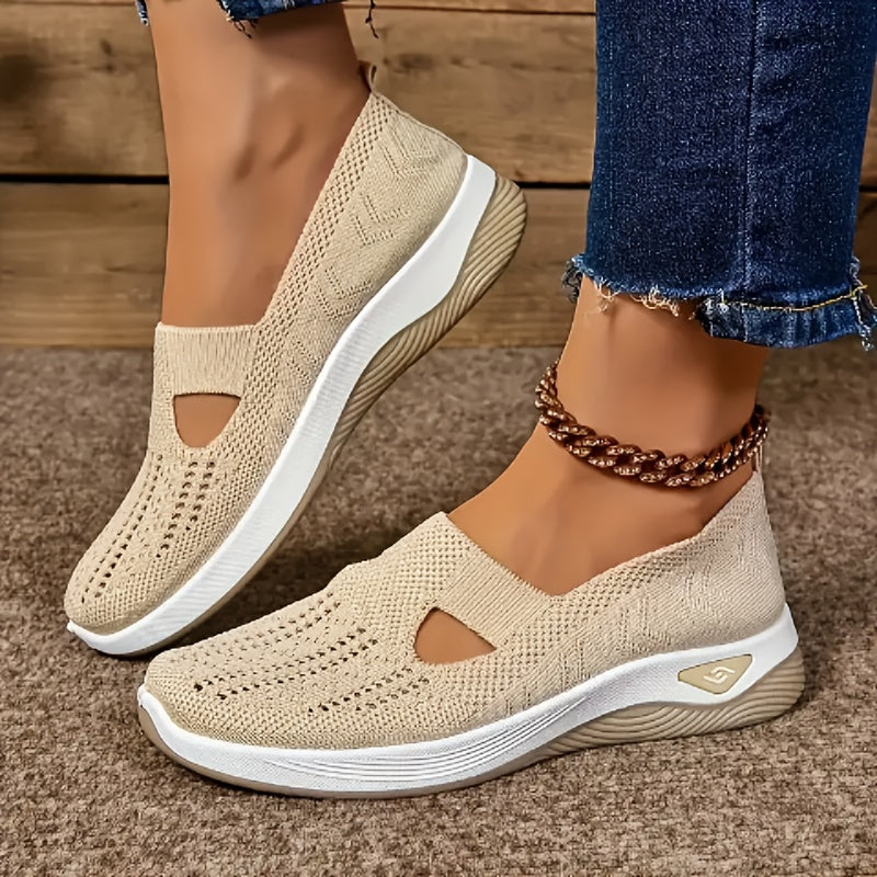Women's Casual Sneakers Solid Color Breathable Fabric Low Top TPU Sole