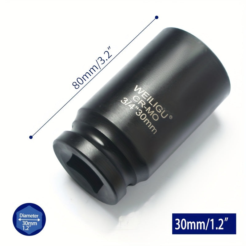 Тяжелая пневматическая головка-ключ 3/4 дюйма, средняя длина, хром-ванадий