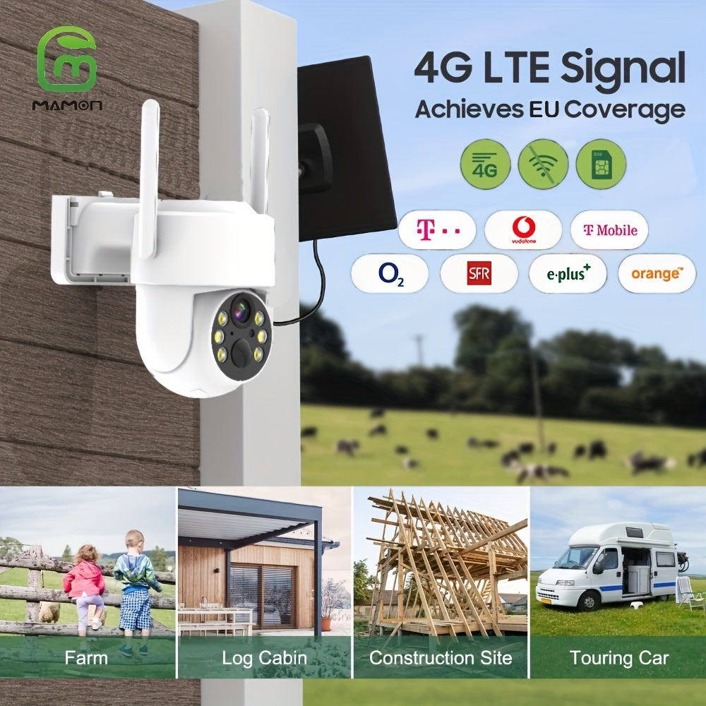 Wireless Solar Security Camera 2K Night Vision PTZ Motion Detection Two-Way Audio