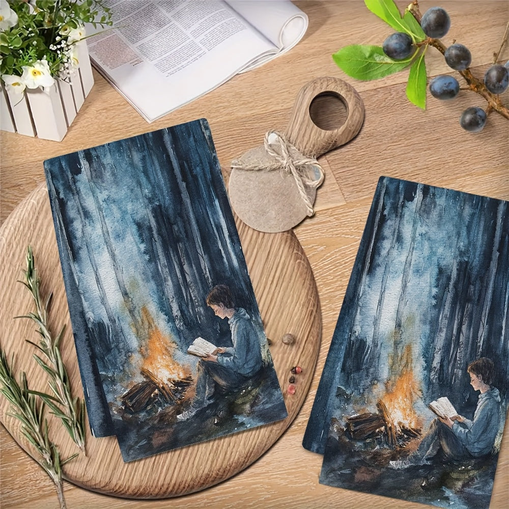 Juego de 2 toallas de cocina ultra suaves con diseño de malvavisco y fantasma 16x24 pulgadas
