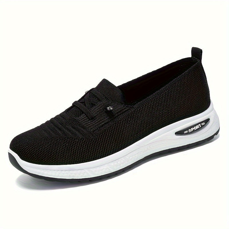 Women's Breathable Knit Sneakers Casual Slip-On Walking Shoes Low-Top