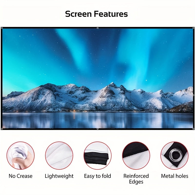 150-Inch Foldable 4K Ultra HD Projection Screen Polyester Fabric for Home Outdoor Use