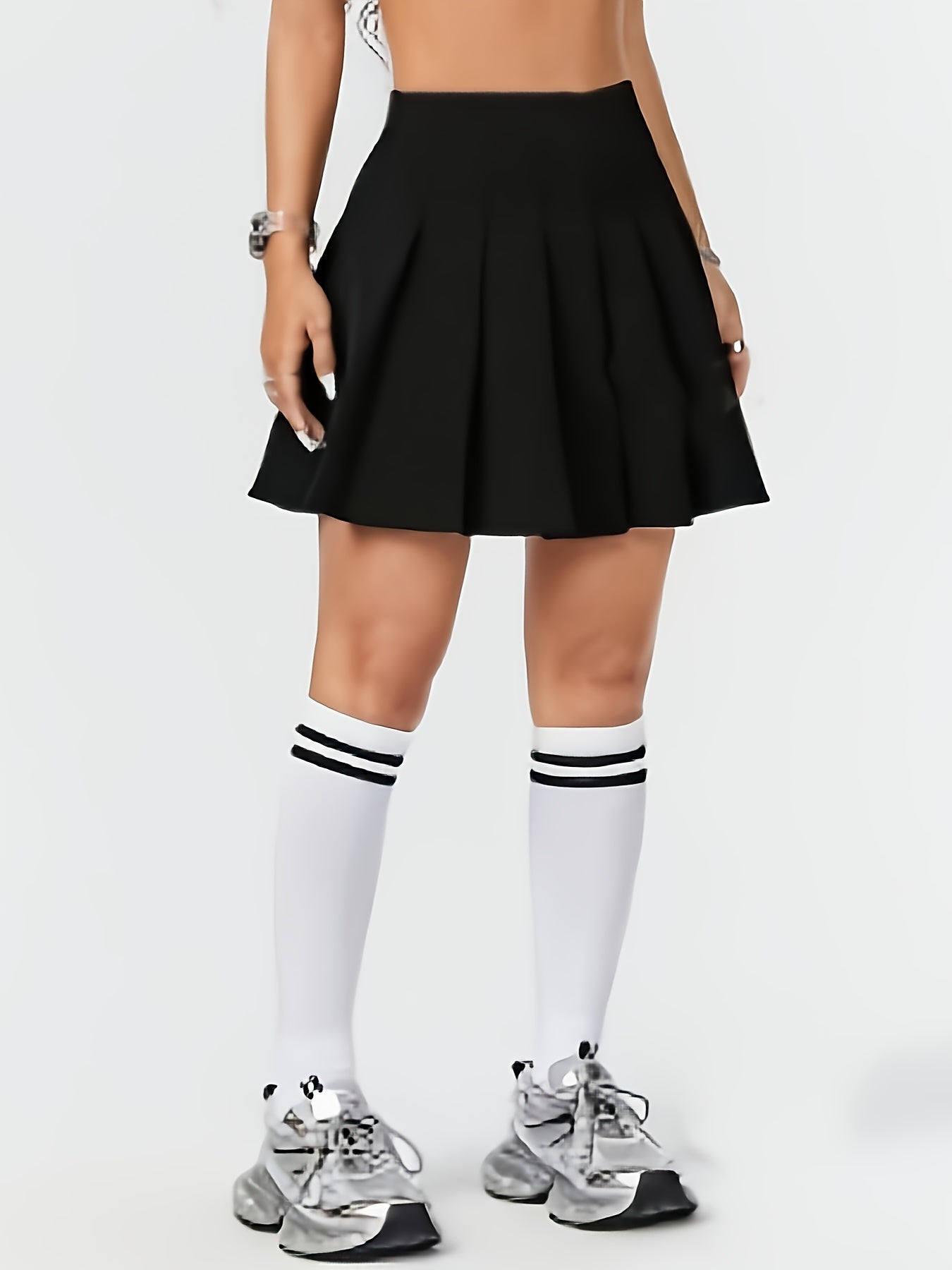 Teen Pleated Polyester Skirt with Pocket for School Sports and Outdoor Activities