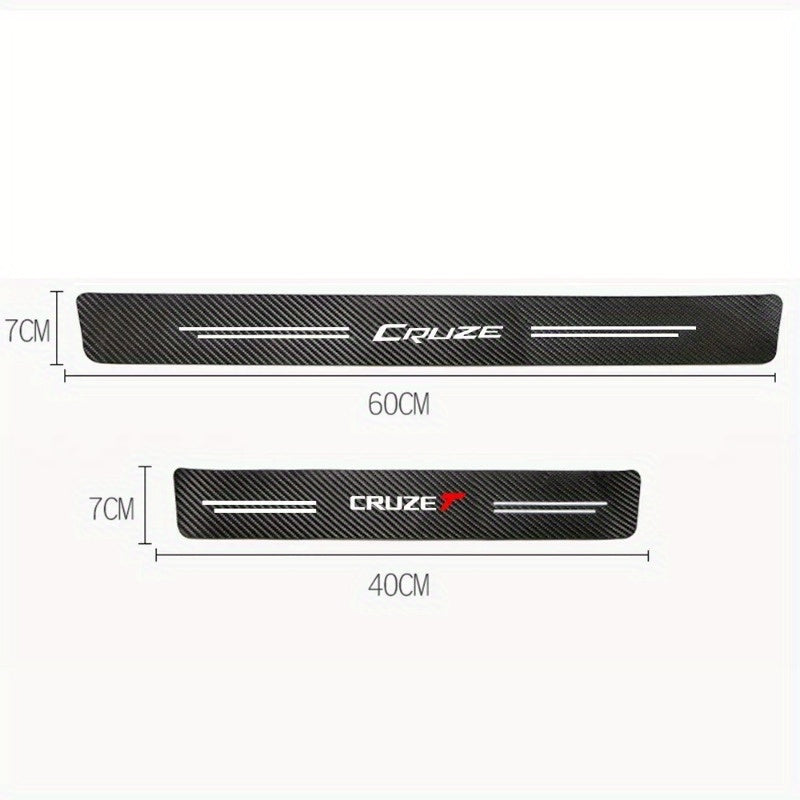 4pcs Car Door Sill Strips Faux Leather Decorative Pedal Covers